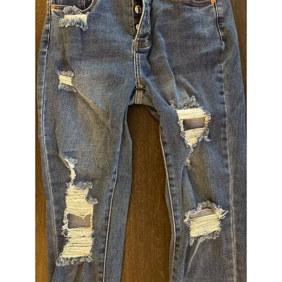 Monkey Ride Jeans Original Vintage Cropped Distressed Skinny Fit Size 9/29 - Picture 7 of 10